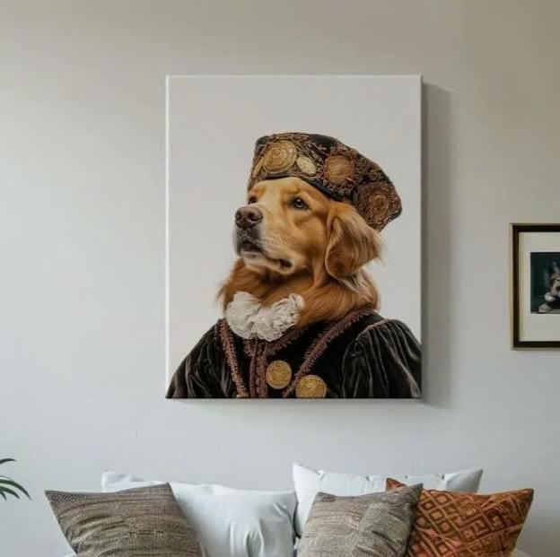 Customized Pet Portrait Poster In Renaissance Style, Personalized Poster Is Gift For Pet Parents