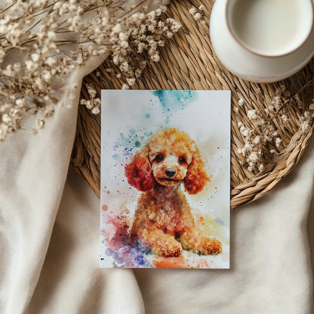 Custom Greeting Card With Pet Portrait in Watercolor Style