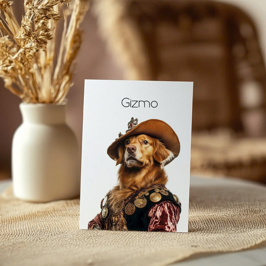 Custom Greeting Card With Pet Portrait in Renaissance Style