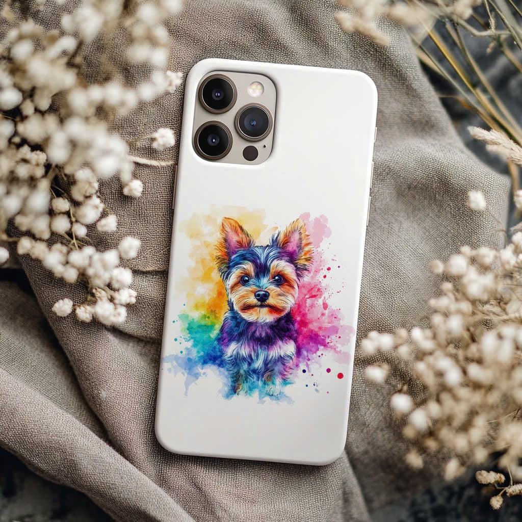 Custom Pet Phone Case with Pet Photo + Pet Name in Watercolor Style