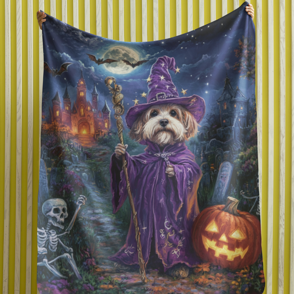 Custom Blanket Using Pet Portrait in Halloween Costume