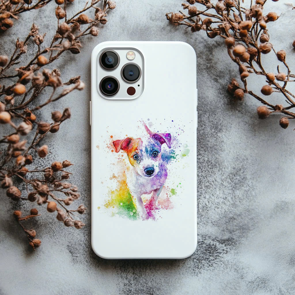 Custom Pet Phone Case with Pet Photo + Pet Name in Watercolor Style