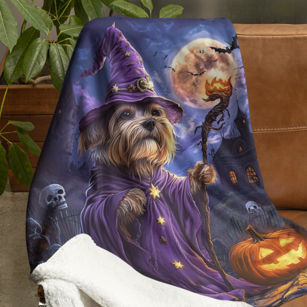 Custom Blanket Using Pet Portrait in Halloween Costume