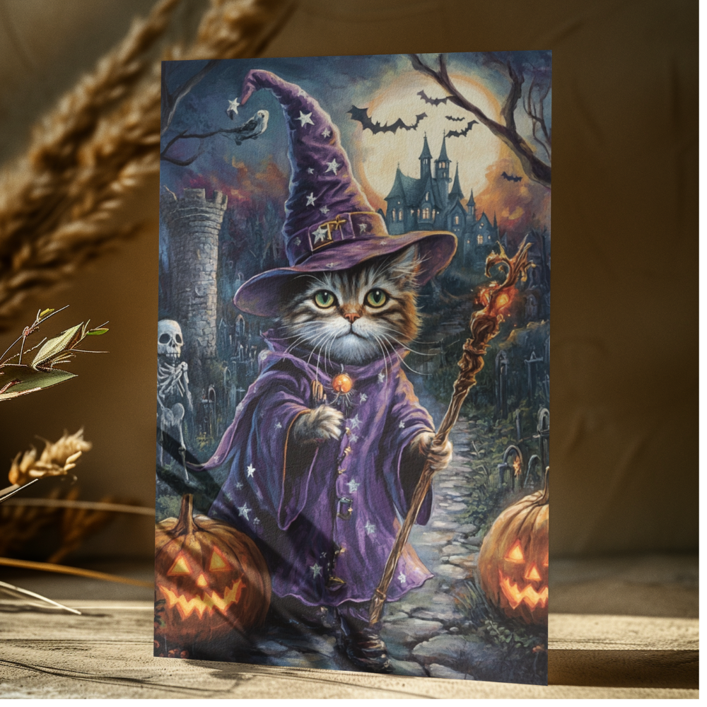 Custom Greeting Card With Pet Portrait in Halloween Costume