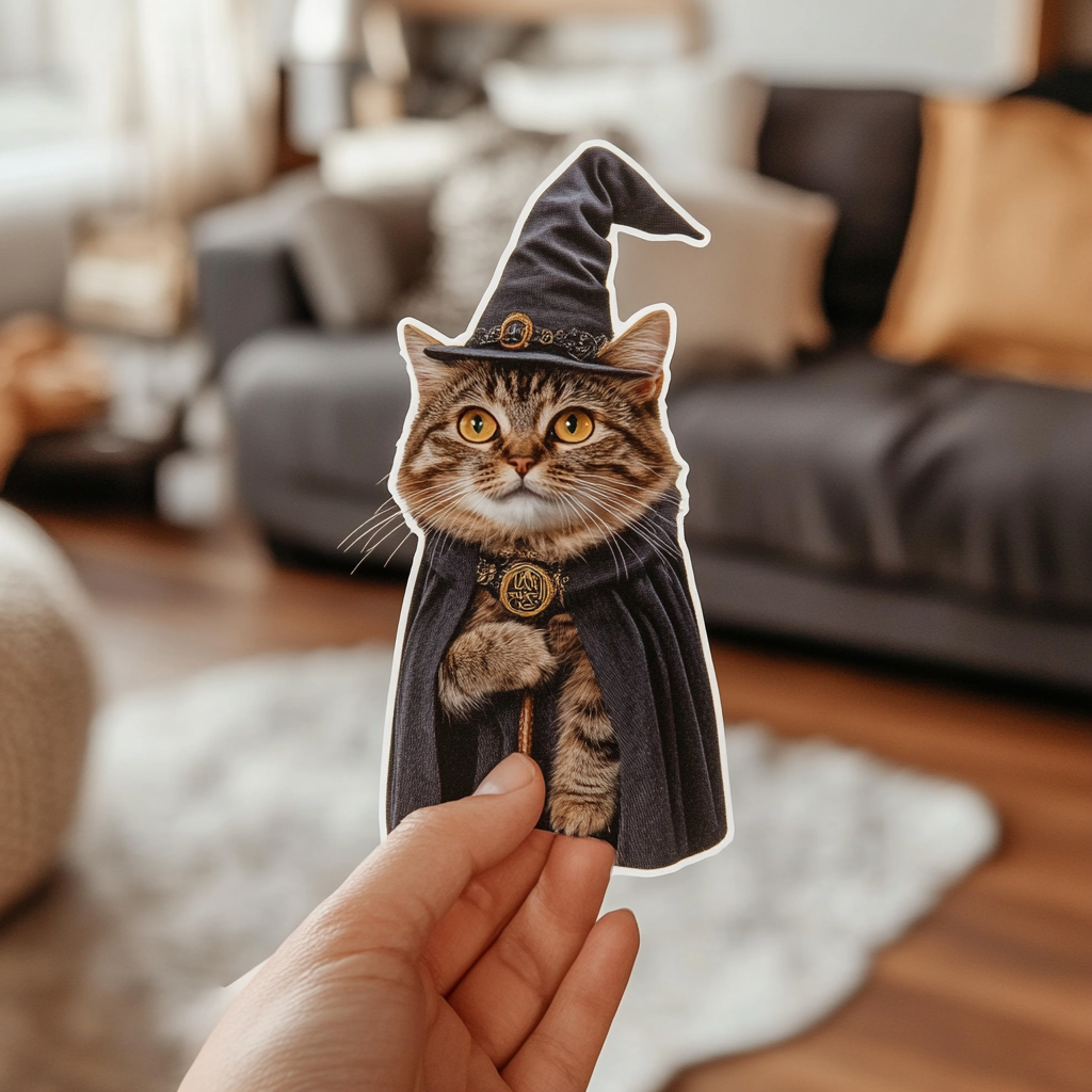 Custom Sticker Using Pet Photo with Halloween Costume (Dracula or Witch)