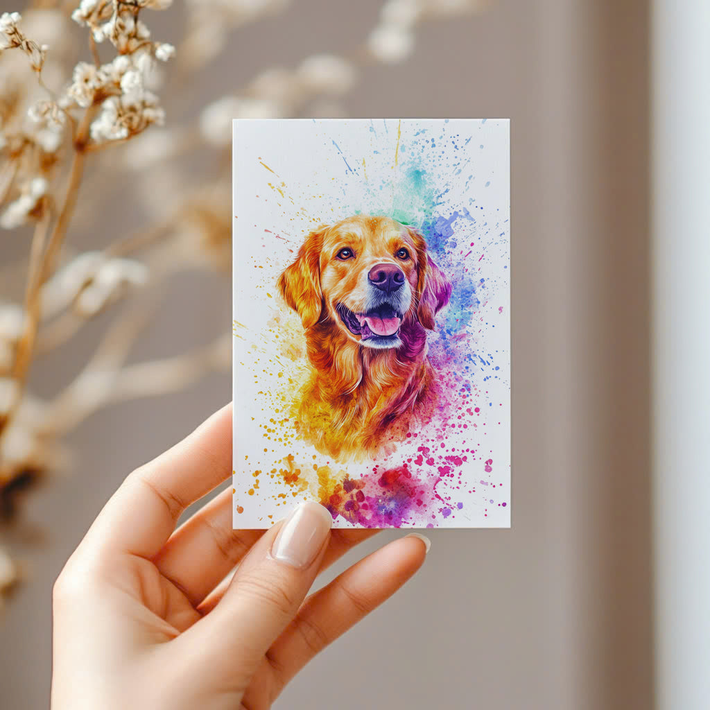 Custom Greeting Card With Pet Portrait in Watercolor Style