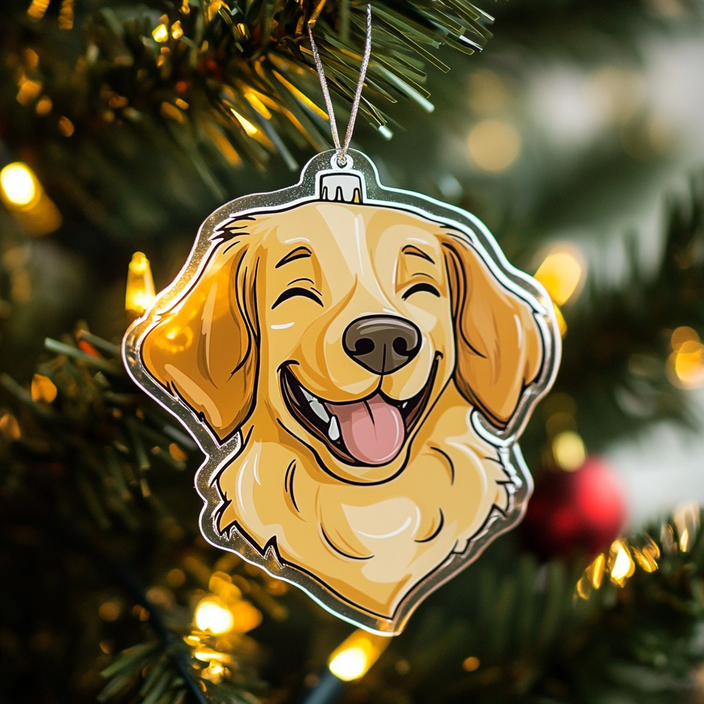 Personalized Pet Ornament with Pet Portrait In Caricature Style For Christmas Gift, Gift For Pet Lover