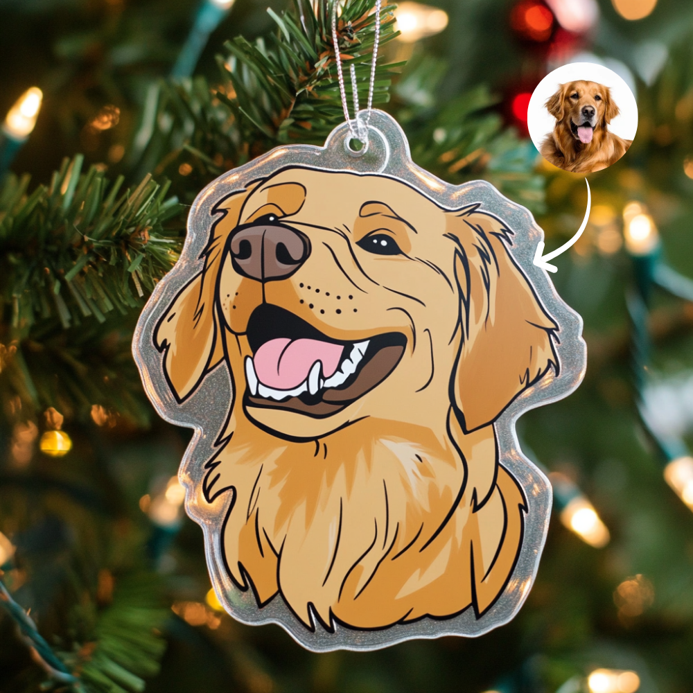 Personalized Pet Ornament with Pet Portrait In Caricature Style For Christmas Gift, Gift For Pet Lover