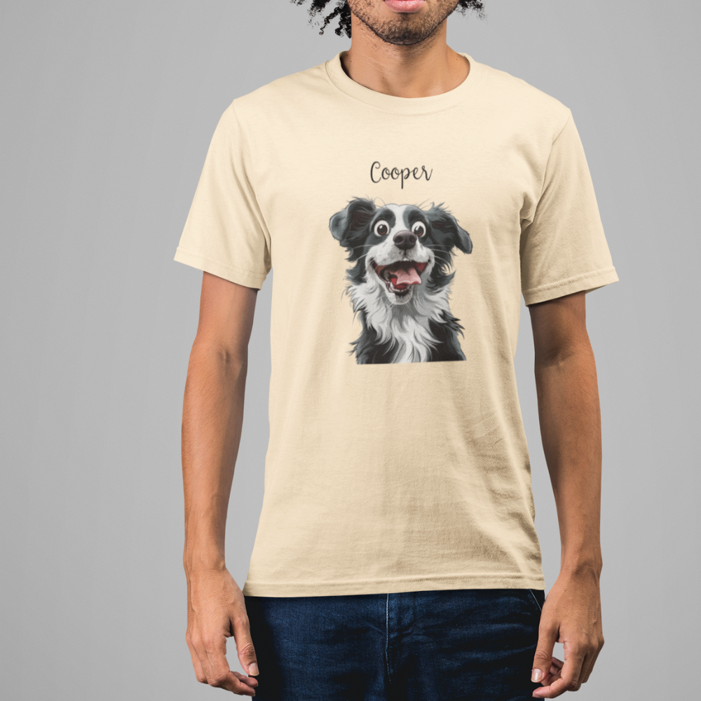 Personalized Pet Shirt Using Pet Photo With Caricature Style and Name