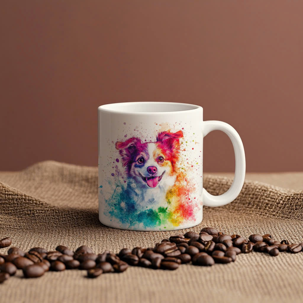 Customized Pet Mug Using Pet Photo with Watercolor style