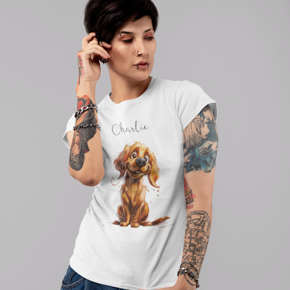 Personalized Pet Shirt Using Pet Photo With Caricature Style and Name