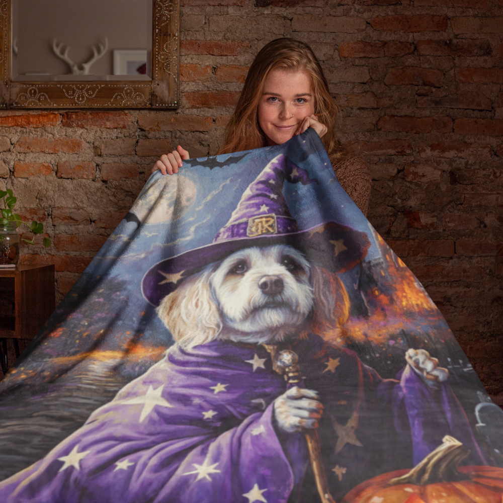 Custom Blanket Using Pet Portrait in Halloween Costume