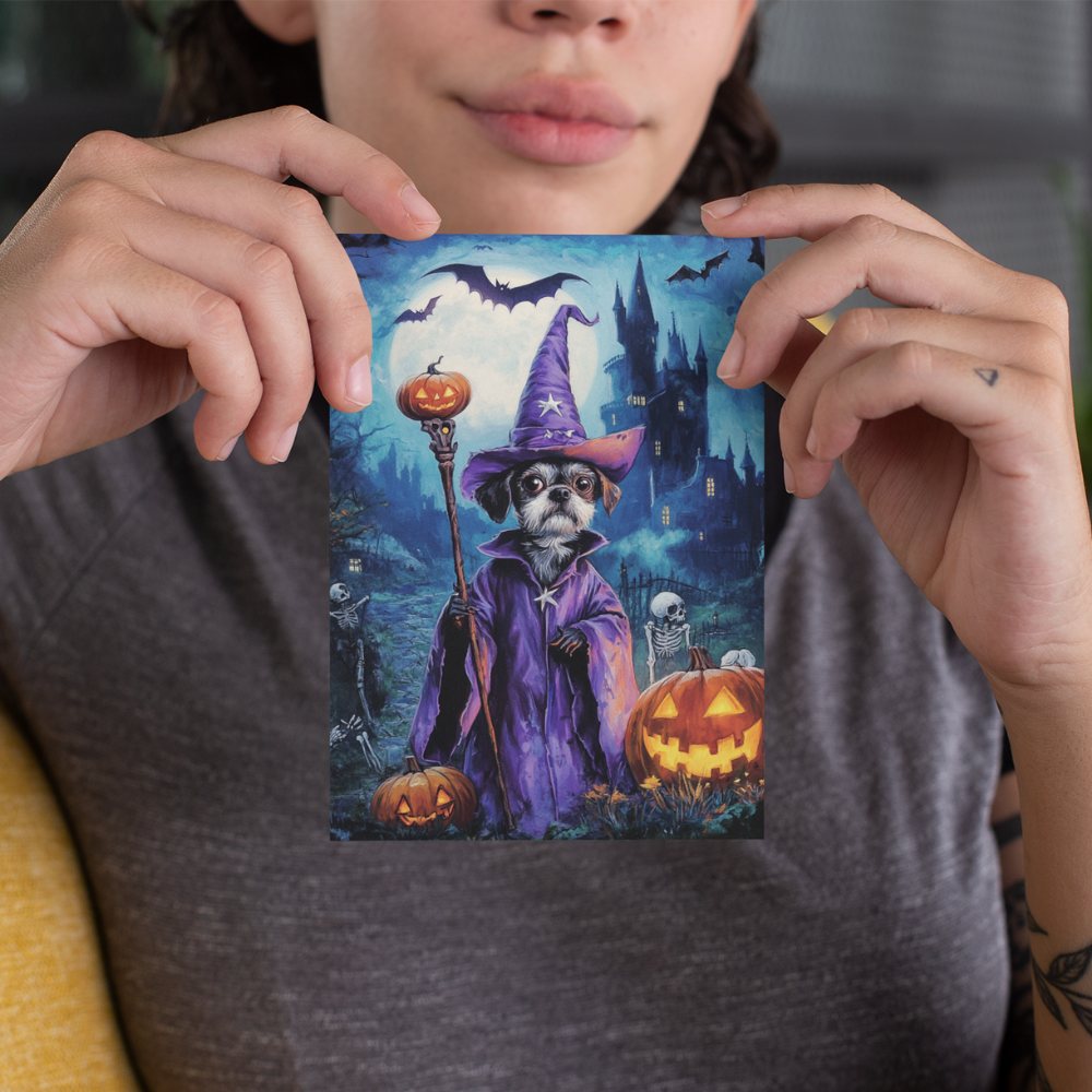 Custom Greeting Card With Pet Portrait in Halloween Costume