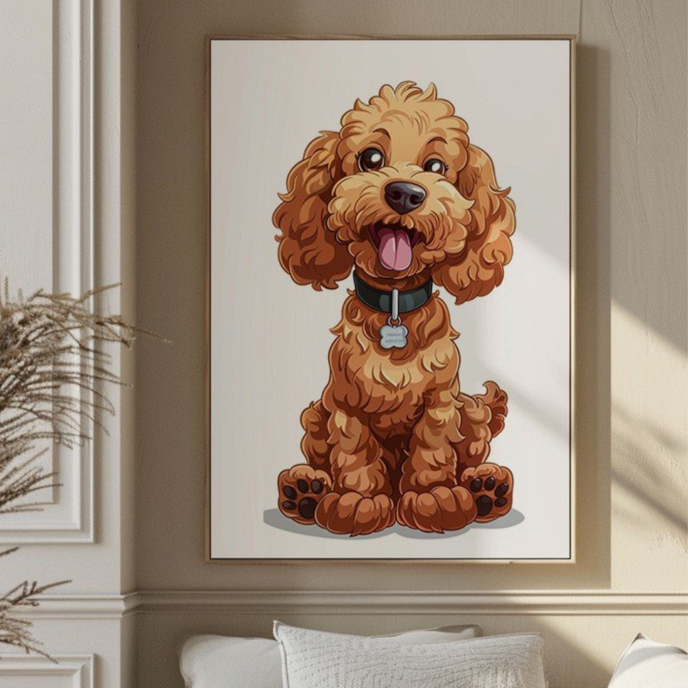 Customized Pet Portrait Poster In Caricature, Personalized Poster Is Gift For Pet Parents