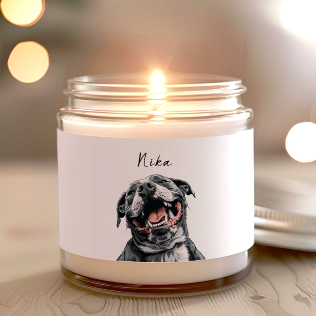 Personalized Dog Candle With Pet Portrait in Caricature Style + Name